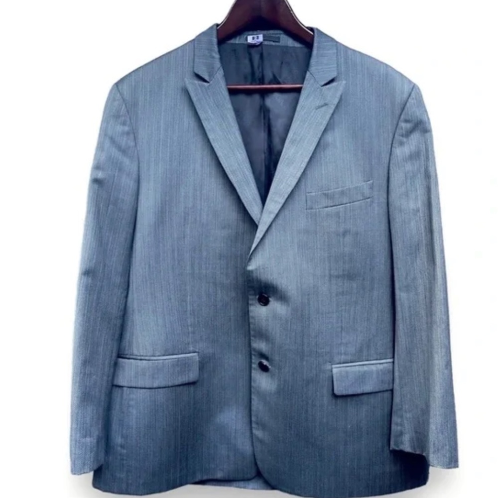 Versace Collection sport Coat - grey silver micro herringbone stripes two button